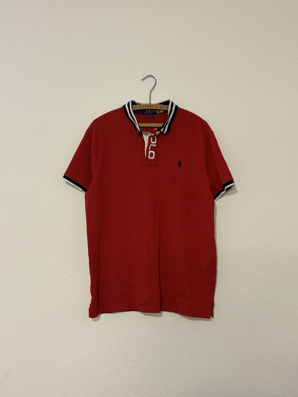 Polo Ralph Lauren Y2K Shirt USA Red And Blue Knit Short Sleeve Cotton Size XL